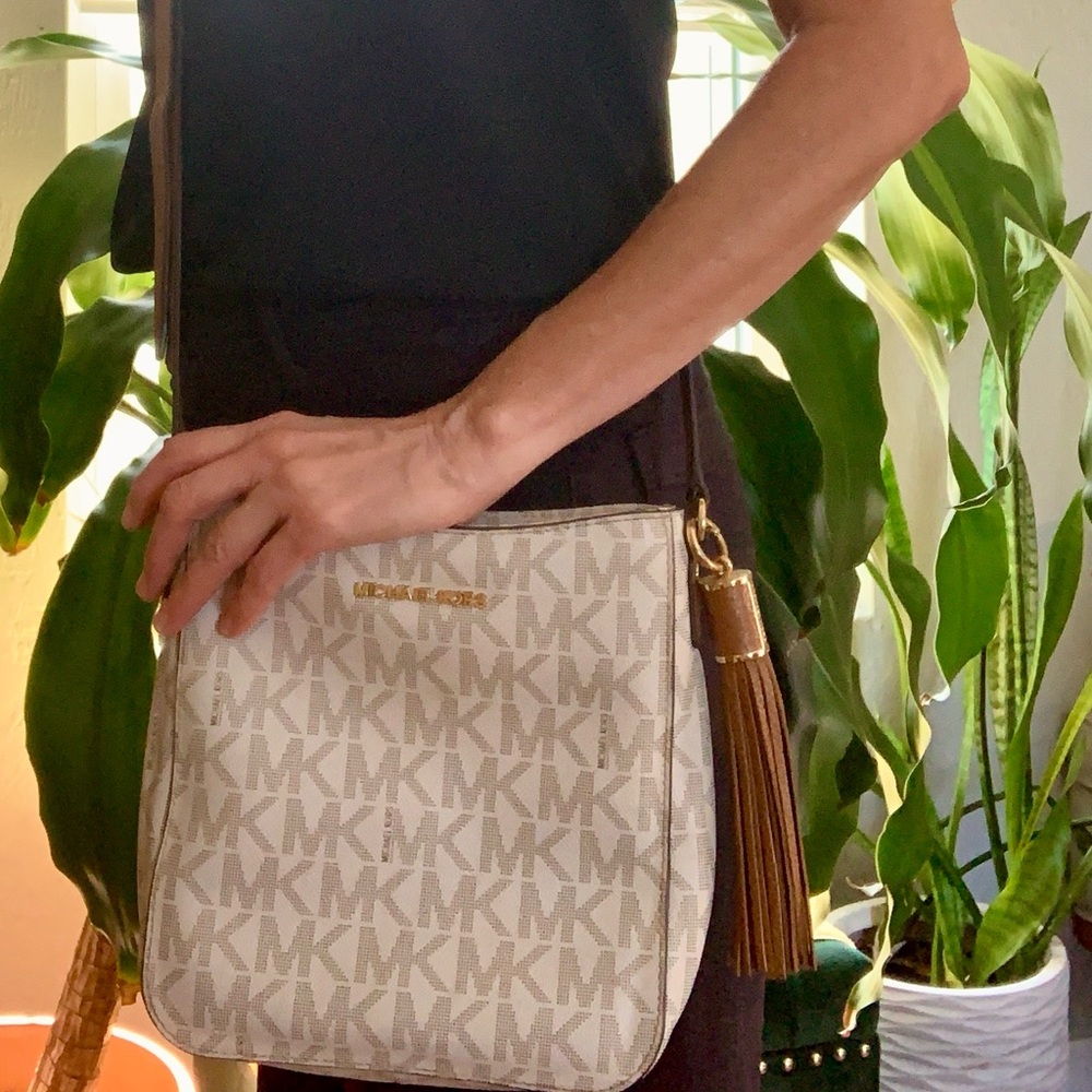 Michael Kors Beige Monogram Crossbody Bag